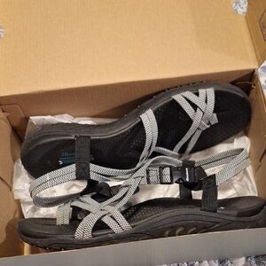 Skechers Black and Gray Strappy Sandals